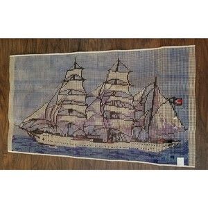 Vintage Shillcraft Latch Hook Kit #504 Clipper Ship 30"x50" Wool Yarn Hook New